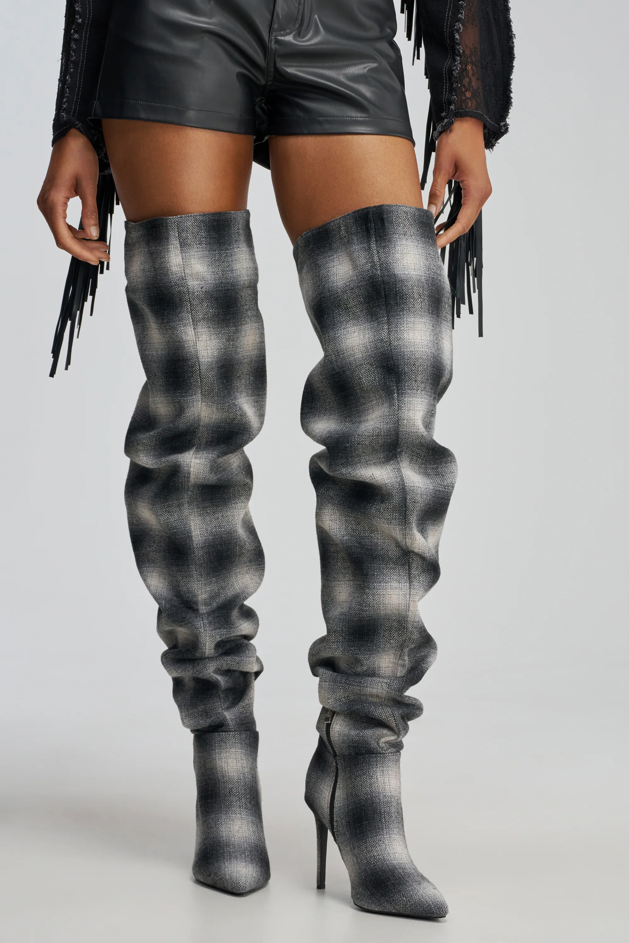 AZALEA WANG BOMBSHELL PLAID THIGH HIGH BOOT - Akira Wear