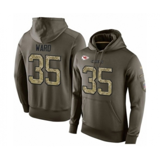Football Men's Kansas City Chiefs #35 Charvarius Ward Green Salute To Service Pullover Hoodie - Jersey