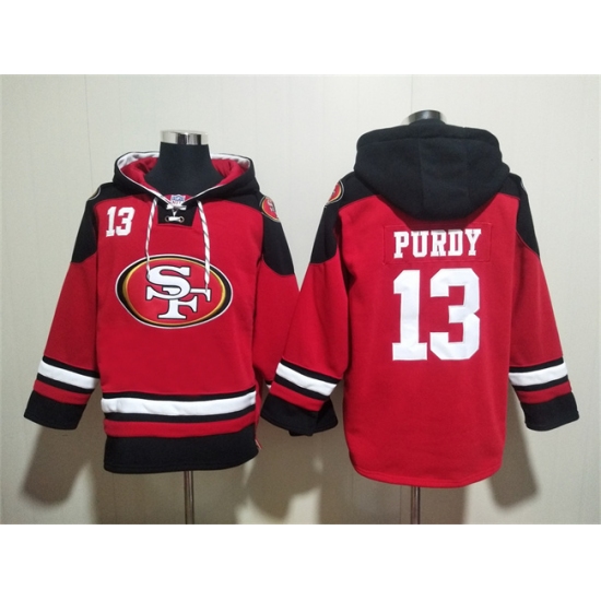 Men's San Francisco 49ers #13 Brock Purdy Red Black Ageless Must-Have Lace-Up Pullover Hoodie - Jersey