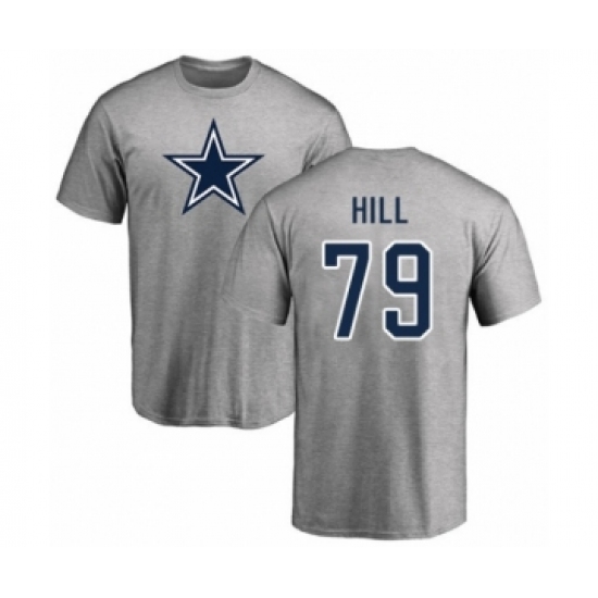 Football Dallas Cowboys #79 Trysten Hill Ash Name & Number Logo T-Shirt - Jersey