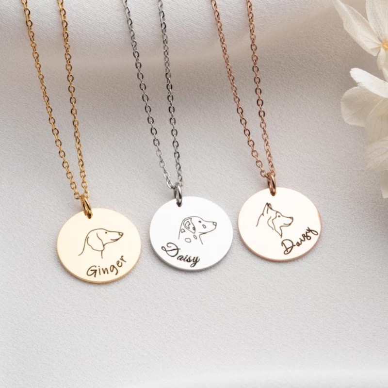 Custom Engraved Dog Name & Breed Necklace