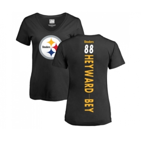 Football Women's Pittsburgh Steelers #88 Darrius Heyward-Bey Black Backer Slim Fit T-Shirt - Jersey