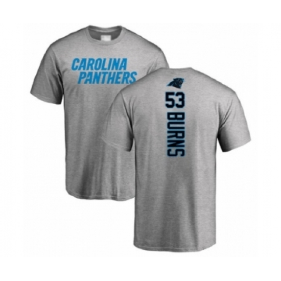 Football Carolina Panthers #53 Brian Burns Ash Backer T-Shirt - Jersey