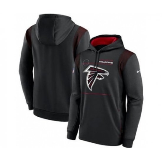 Men's Atlanta Falcons 2021 Black Sideline Logo Performance Pullover Hoodie - Jersey