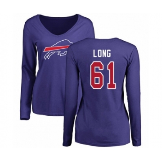 Football Women's Buffalo Bills #61 Spencer Long Royal Blue Name & Number Logo Long Sleeve T-Shirt - Jersey