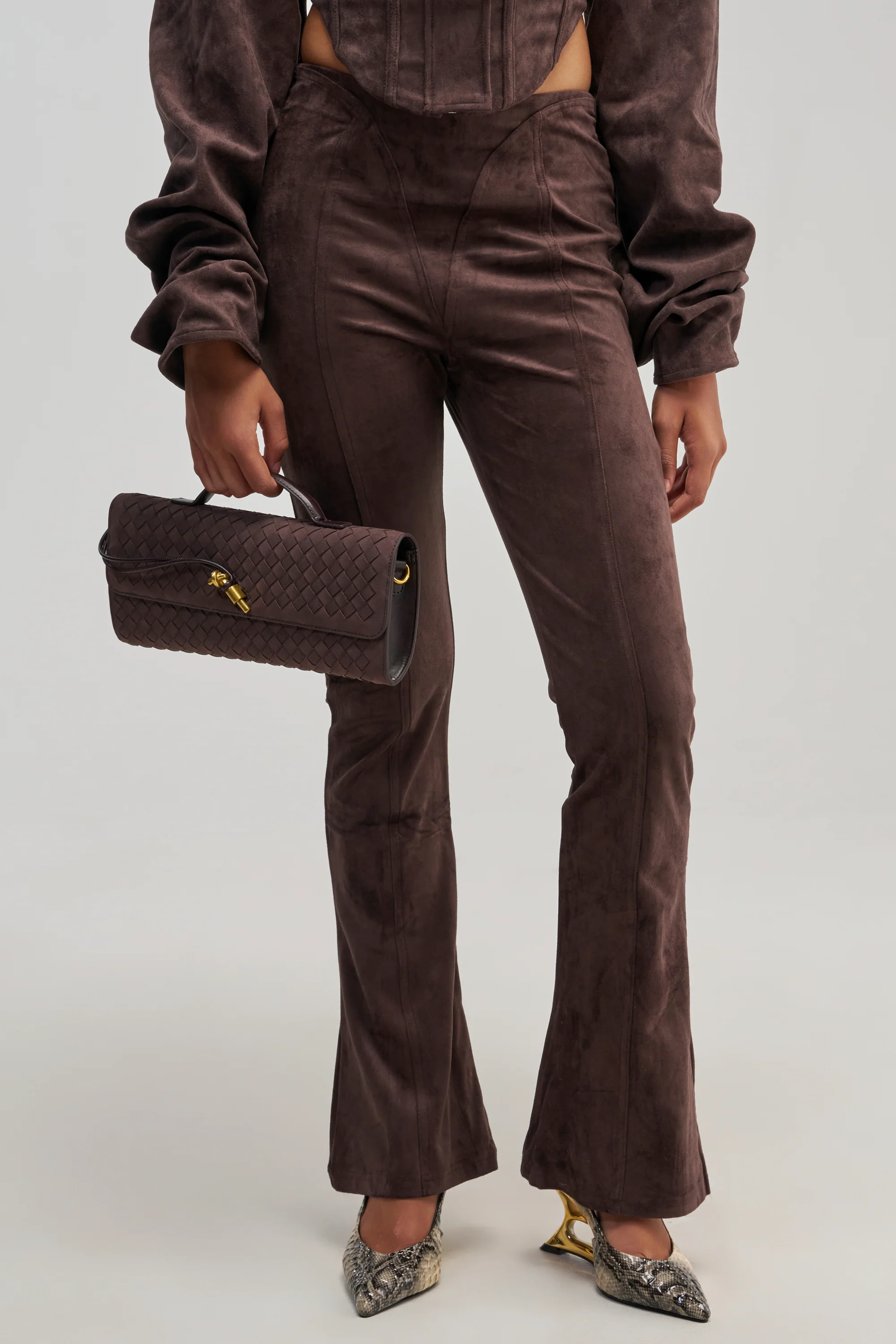 KAIA FAUX SUEDE FLARE LEGGING - Akira Wear