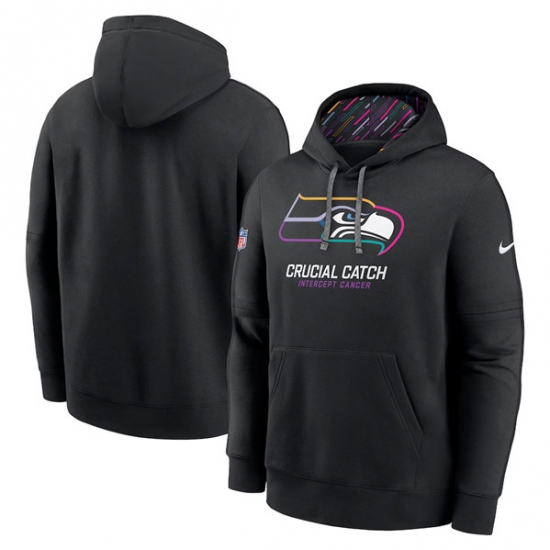 Men's Seattle Seahawks Black 2024 Crucial Catch Club Pullover Hoodie - Jersey
