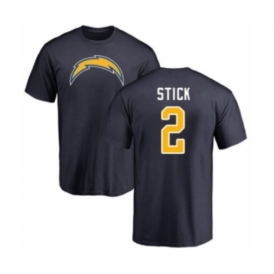 Football Los Angeles Chargers #2 Easton Stick Navy Blue Name & Number Logo T-Shirt - Jersey