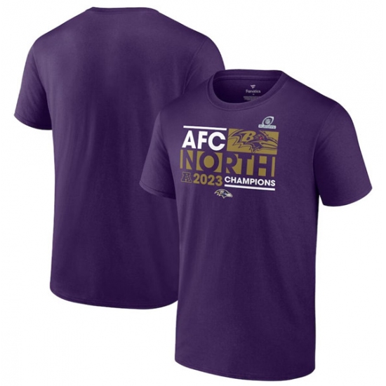 Men's Baltimore Ravens Purple 2023 AFC North Division Champions Conquer T-Shirt - Jersey