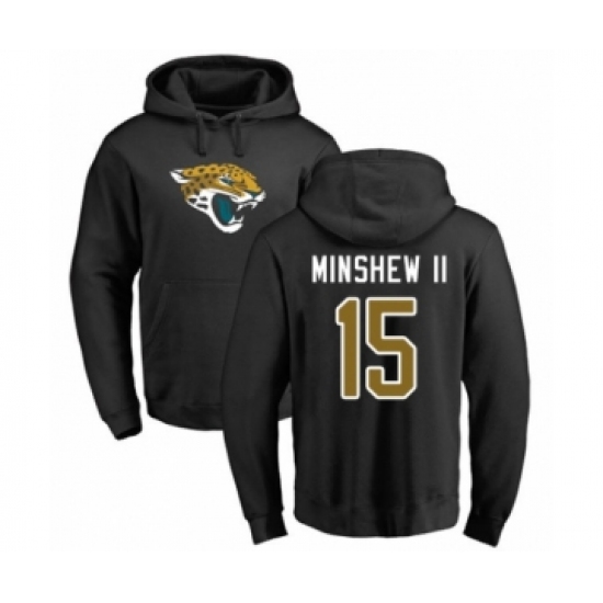 Football Jacksonville Jaguars #15 Gardner Minshew II Black Name & Number Logo Pullover Hoodie - Jersey