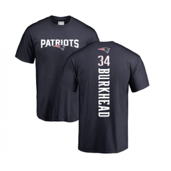 Football New England Patriots #34 Rex Burkhead Navy Blue Backer T-Shirt - Jersey