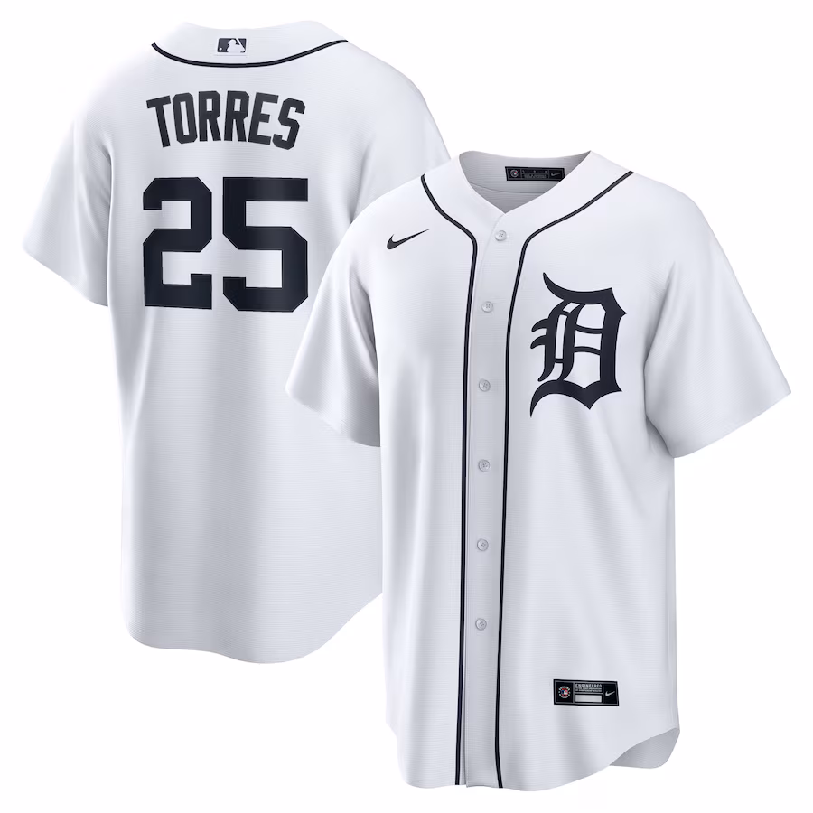 Men's Detroit Tigers Gleyber Torres Nike White Home Replica Jersey - Jersey