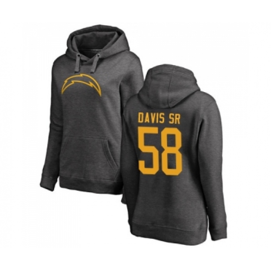 Football Women's Los Angeles Chargers #58 Thomas Davis Sr Ash One Color Pullover Hoodie - Jersey