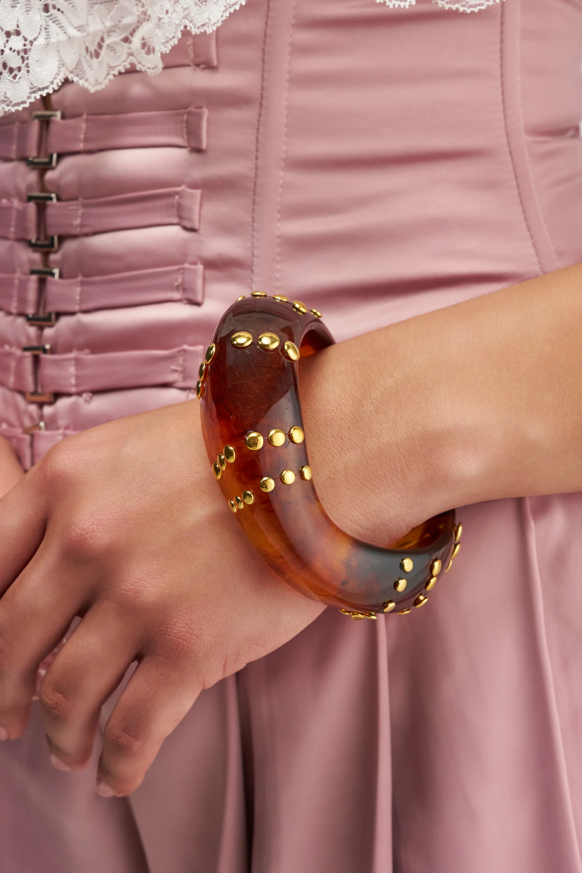COOL GIRL STUDDED BANGLE IN BROWN - Akira Wear