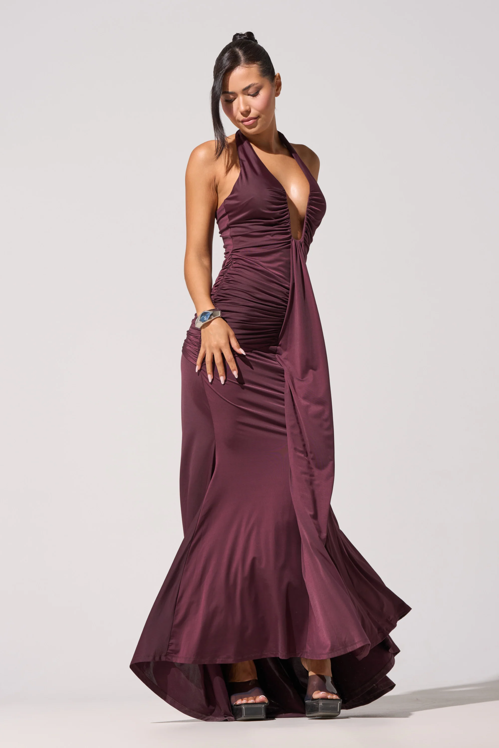 SET THE MOOD MESH HALTER MAXI DRESS - Akira Wear