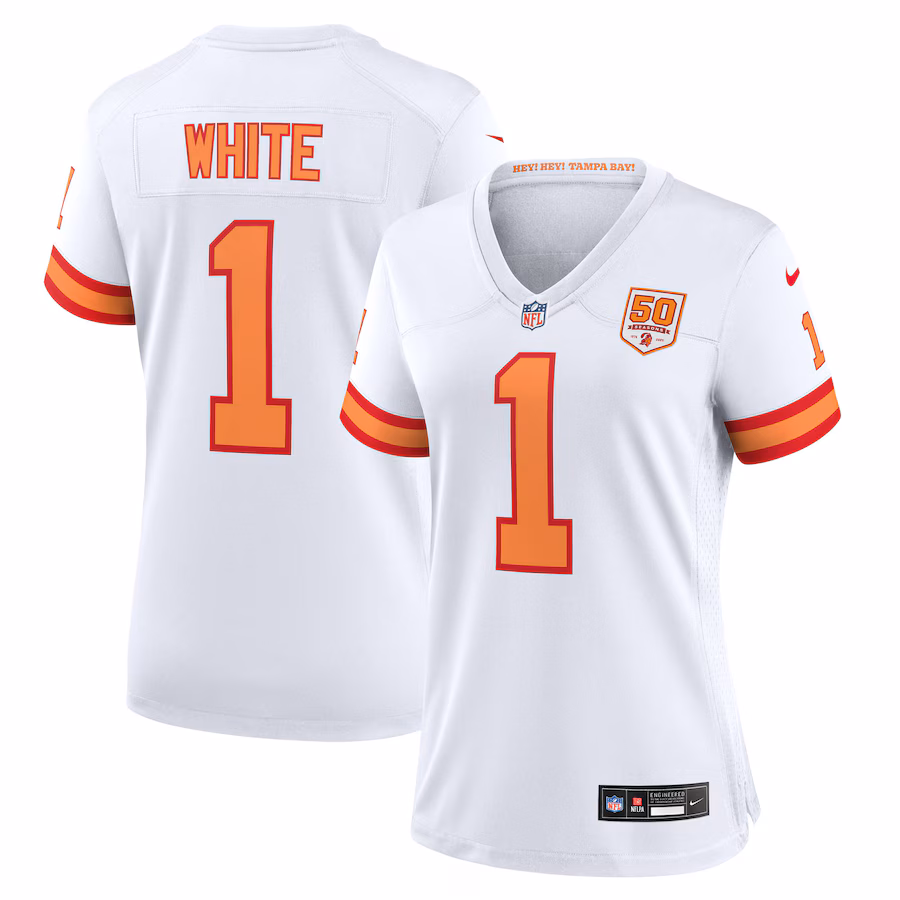Women's '76 Tampa Bay Buccaneers Rachaad White Nike White 50th Season Game Jersey - Jersey