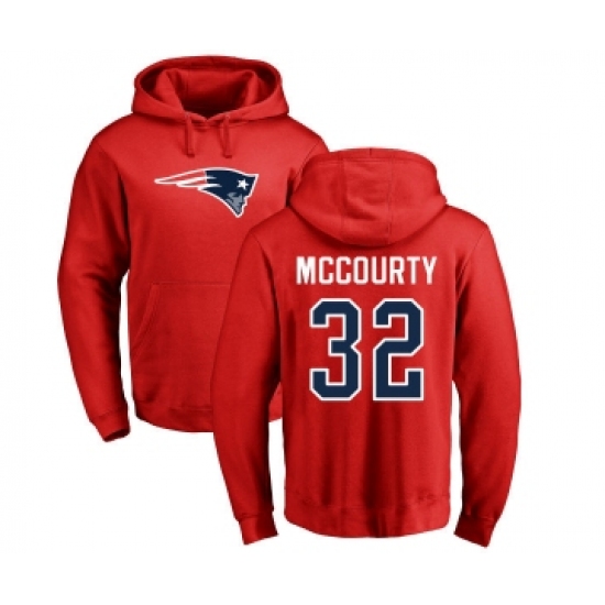 Football New England Patriots #32 Devin McCourty Red Name & Number Logo Pullover Hoodie - Jersey