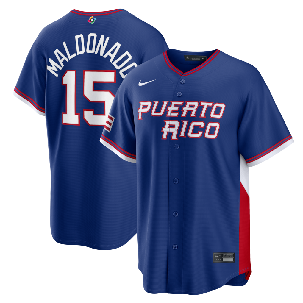 Men's Puerto Rico Baseball Martín Maldonado Nike Royal 2026 World Baseball Classic Road Stadium Jersey - Jersey