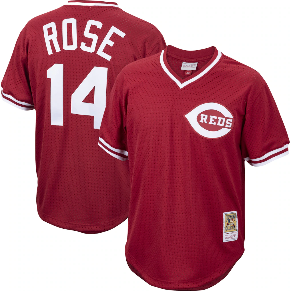 Men's Cincinnati Reds Pete Rose Mitchell & Ness Red Authentic Batting Practice Jersey - Jersey