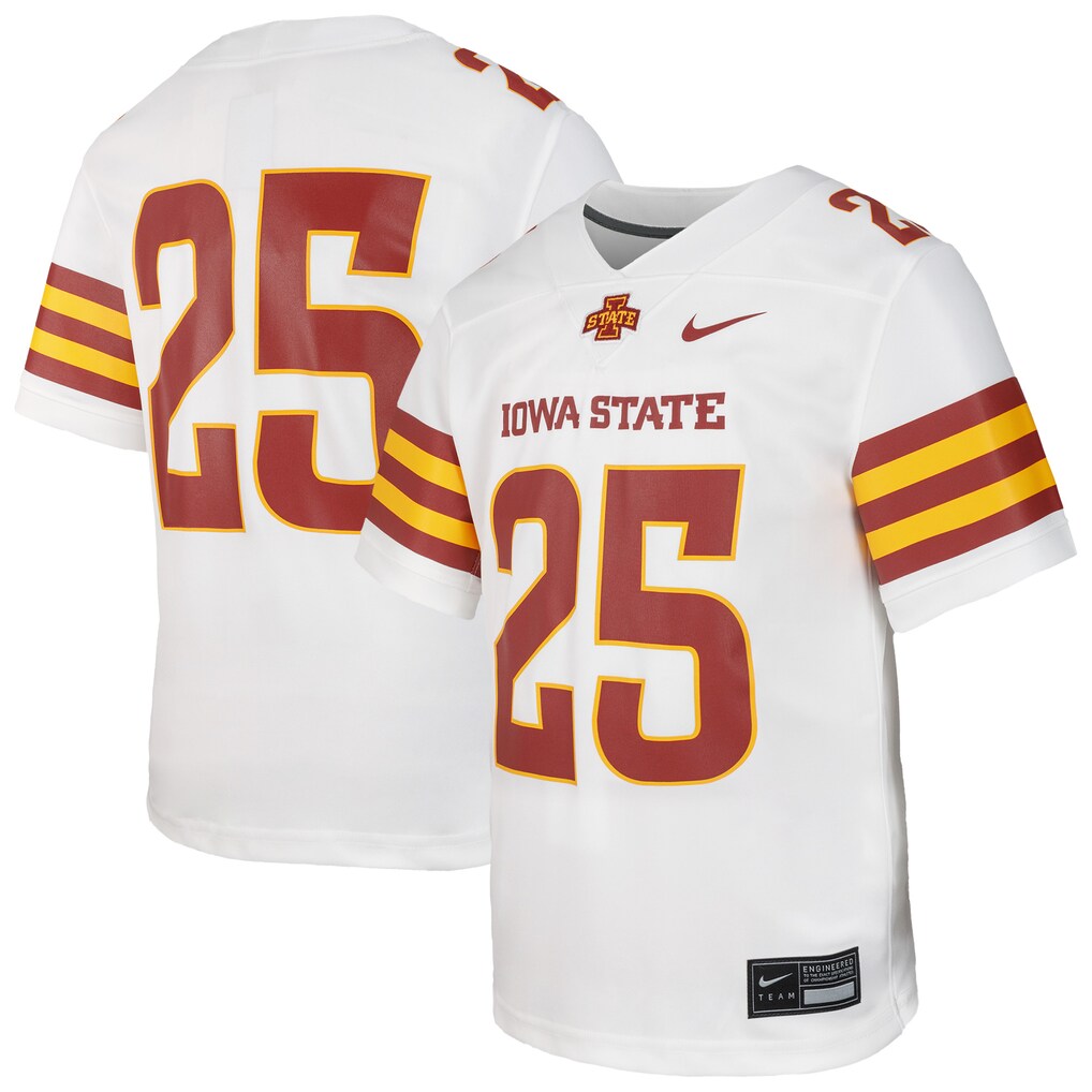 Youth Nike #25 White Iowa State Cyclones Untouchable Replica Game Jersey - Jersey