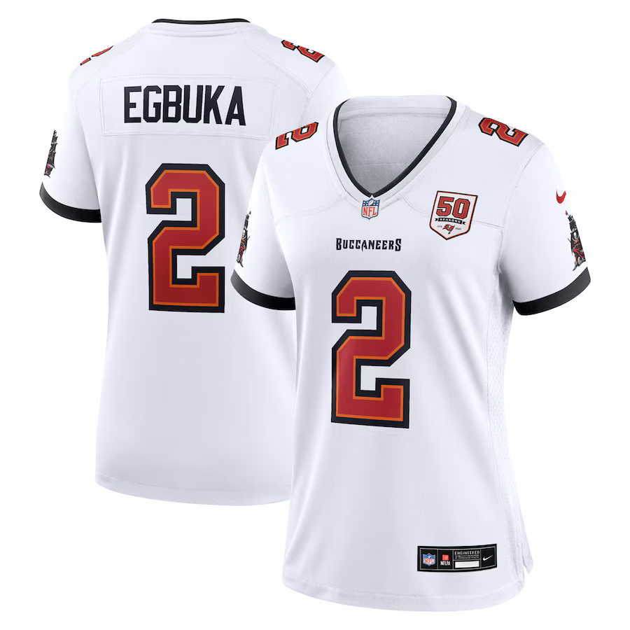 Women's Tampa Bay Buccaneers Emeka Egbuka Nike White 50th Season Game Jersey - Jersey