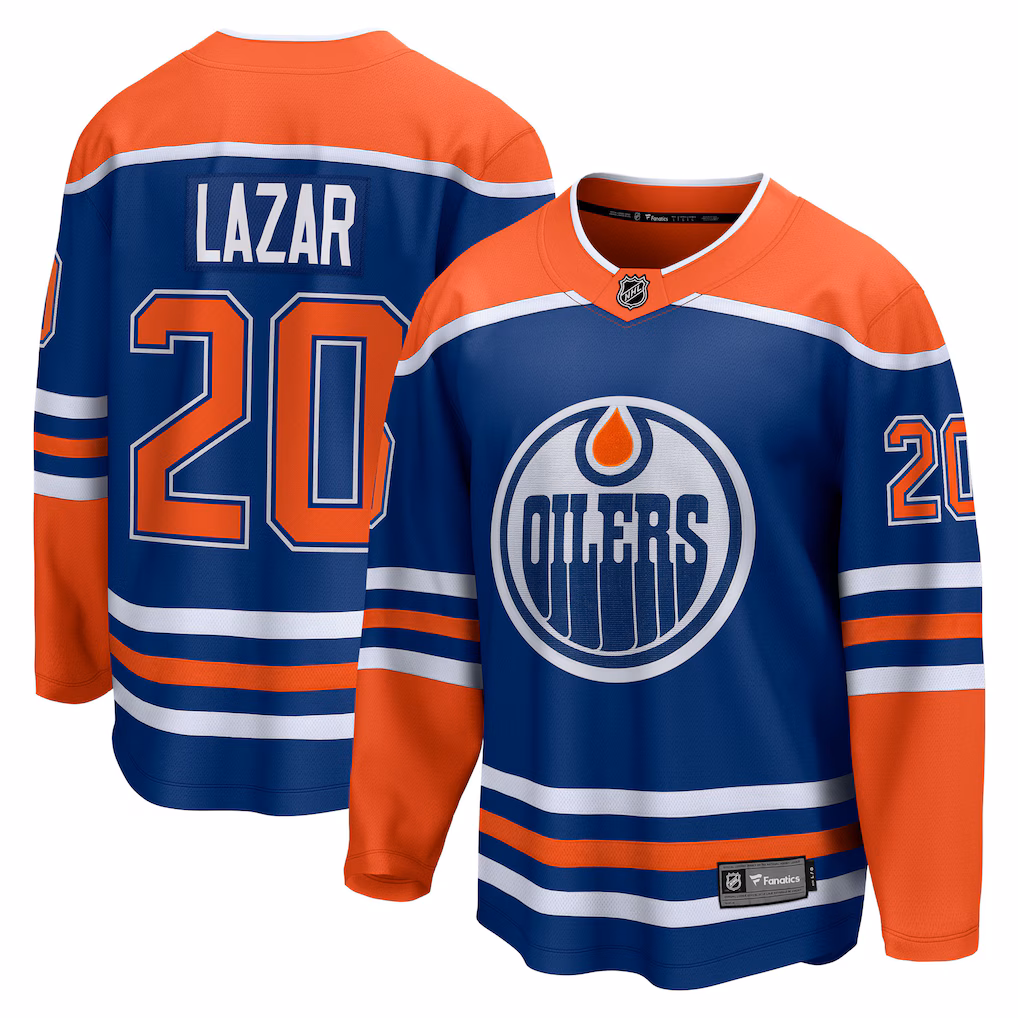 Men's Edmonton Oilers Curtis Lazar Fanatics Royal Home Breakaway Jersey - Jersey