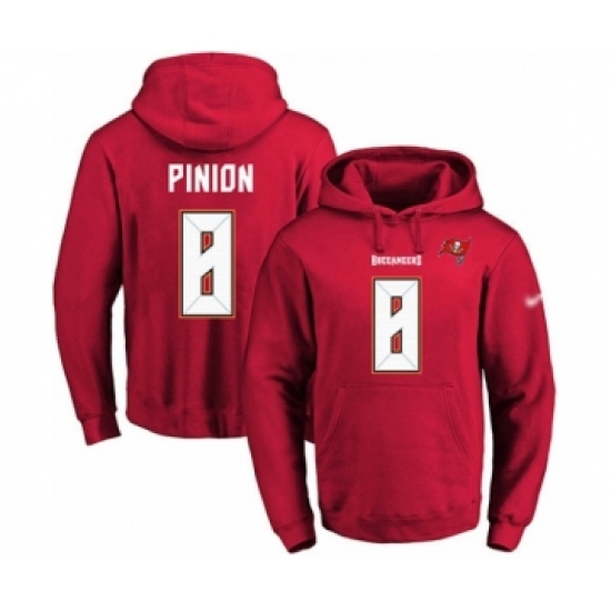 Football Men's Tampa Bay Buccaneers #8 Bradley Pinion Red Name & Number Pullover Hoodie - Jersey