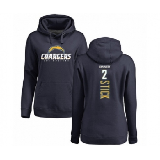 Football Women's Los Angeles Chargers #2 Easton Stick Navy Blue Backer Pullover Hoodie - Jersey