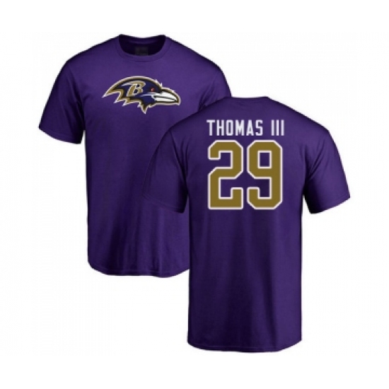 Football Baltimore Ravens #29 Earl Thomas III Purple Name & Number Logo T-Shirt - Jersey