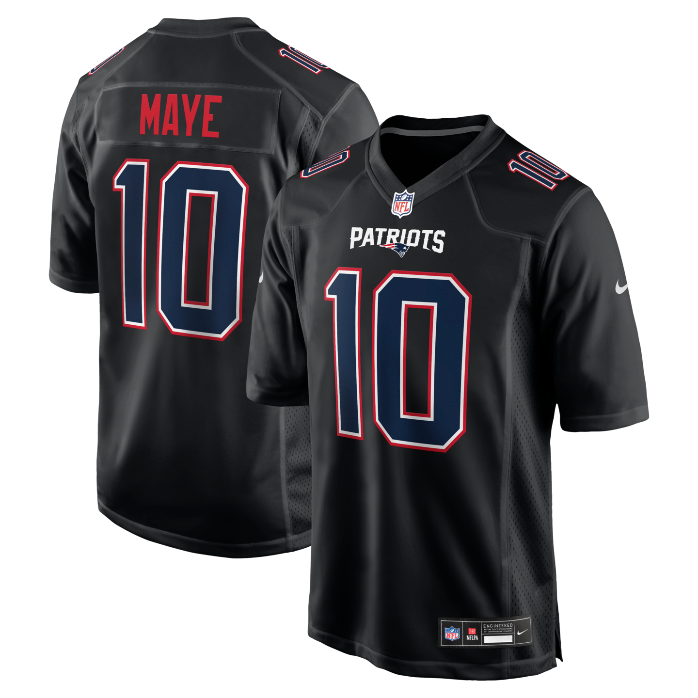 Men's New England Patriots Drake Maye Nike Carbon Black Fashion Game Jersey - Jersey