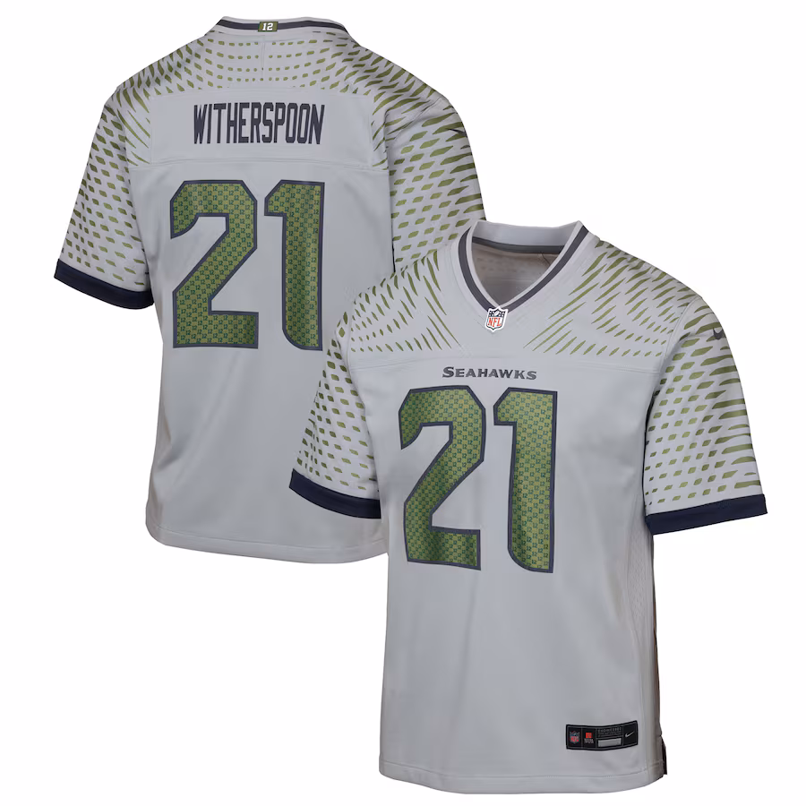 Youth Seattle Seahawks Devon Witherspoon Nike Wolf Gray 2025 Rivalries Collection Game Jersey - Jersey