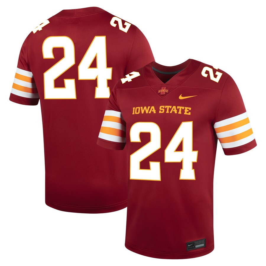 Men's Nike #24 Cardinal Iowa State Cyclones Untouchable Football Jersey - Jersey