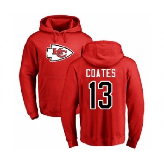 Football Kansas City Chiefs #13 Sammie Coates Red Name & Number Logo Pullover Hoodie - Jersey