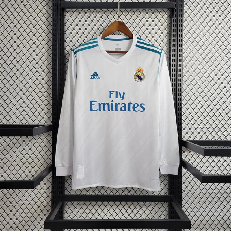 Real Madrid Retro Jersey Home Long Sleeve Custom Soccer Shirt 2017/18 - Jersey