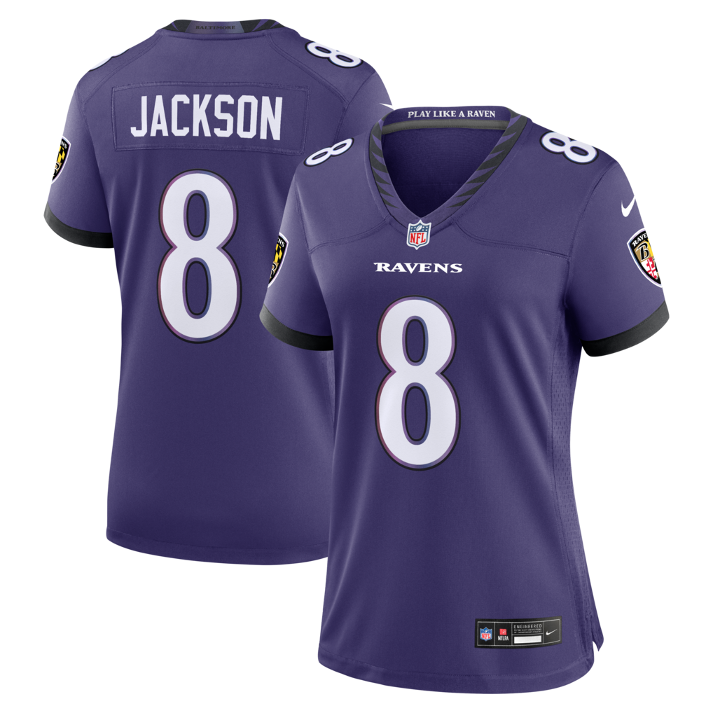Women's Baltimore Ravens Lamar Jackson Nike Purple Team Game Jersey - Jersey