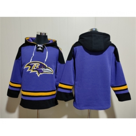 Men's Baltimore Ravens Blank Ageless Must-Have Lace-Up Pullover Hoodie - Jersey