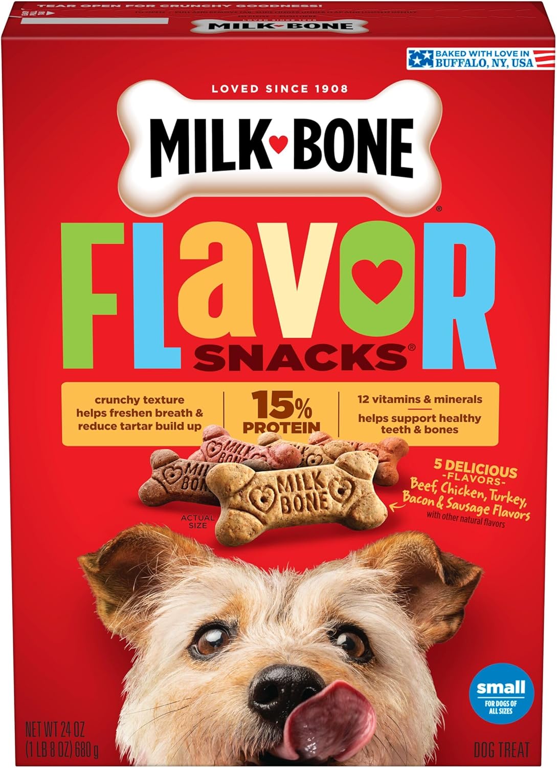 Milk-Bone Flavor Snacks Mini’s Dog Biscuits, Flavored Crunchy Dog Treats, 36 Oz. Canister (Pack of 2)