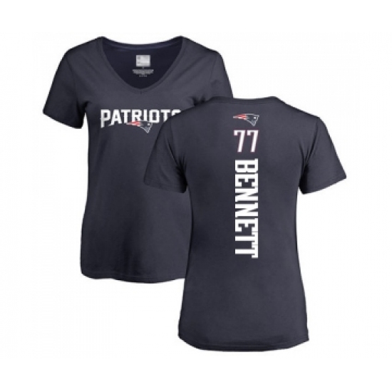 Football Women's New England Patriots #77 Michael Bennett Navy Blue Backer T-Shirt - Jersey