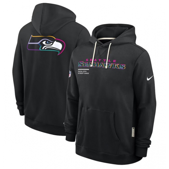 Men's Seattle Seahawks Black 2025 Crucial Catch Dri-FIT Hoodie - Jersey