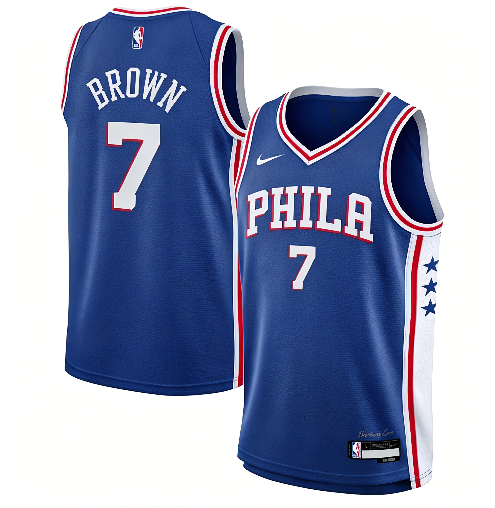 Men's Philadelphia 76ers Jaylen Brown Nike Blue Swingman Jersey - Association Edition - Jersey