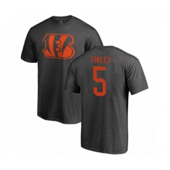 Football Cincinnati Bengals #5 Ryan Finley Ash One Color T-Shirt - Jersey