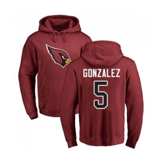 Football Arizona Cardinals #5 Zane Gonzalez Maroon Name & Number Logo Pullover Hoodie - Jersey