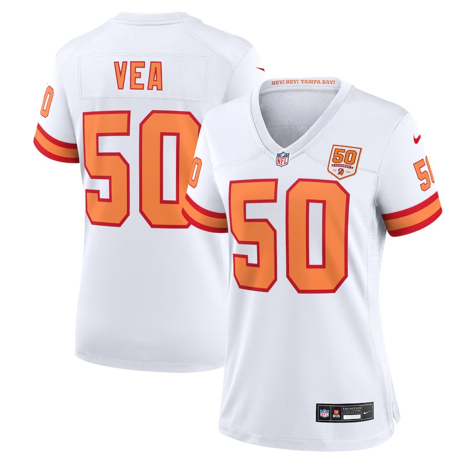 Women's '76 Tampa Bay Buccaneers Vita Vea Nike White 50th Season Game Jersey - Jersey