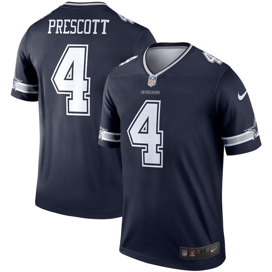Men's Dallas Cowboys Dak Prescott Nike Navy Legend Player Performance Top - Jersey