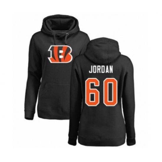 Football Women's Cincinnati Bengals #60 Michael Jordan Black Name & Number Logo Pullover Hoodie - Jersey
