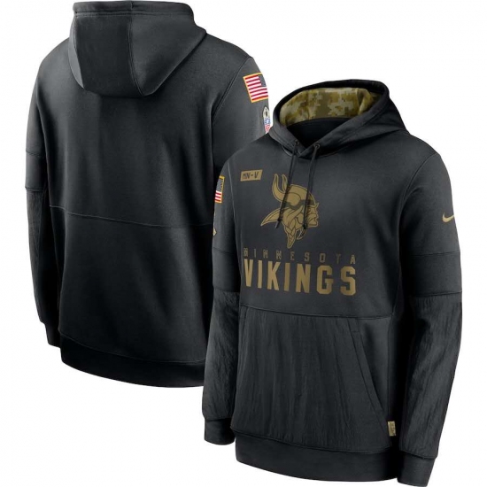 Men's NFL Minnesota Vikings 2020 Salute To Service Black Pullover Hoodie - Jersey