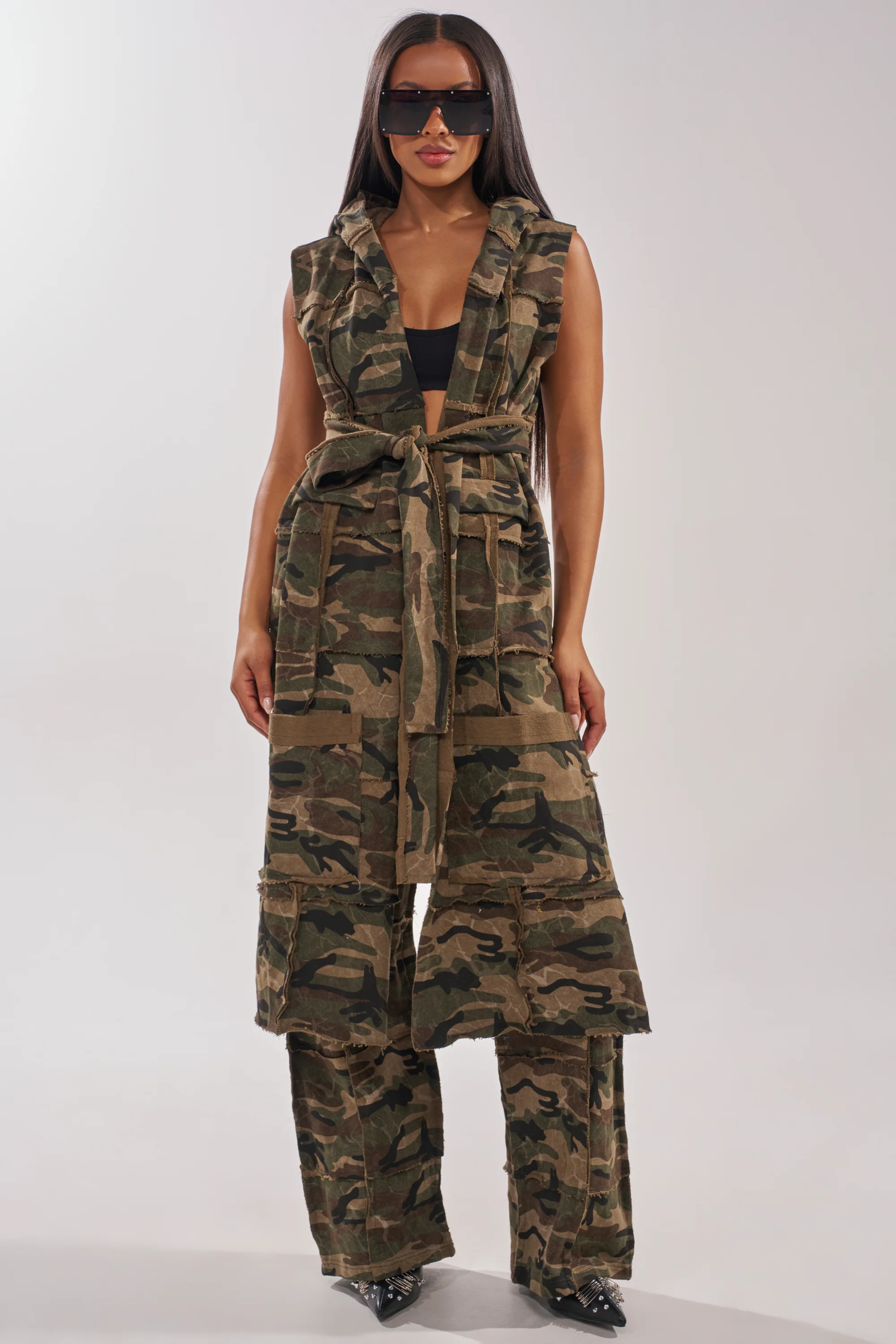 CAN'T SEE ME HOODED LONGLINE CAMO SWEATSHIRT - Akira Wear