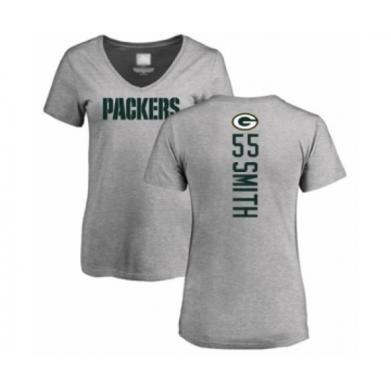 Football Women's Green Bay Packers #55 Za'Darius Smith Ash Backer V-Neck T-Shirt - Jersey