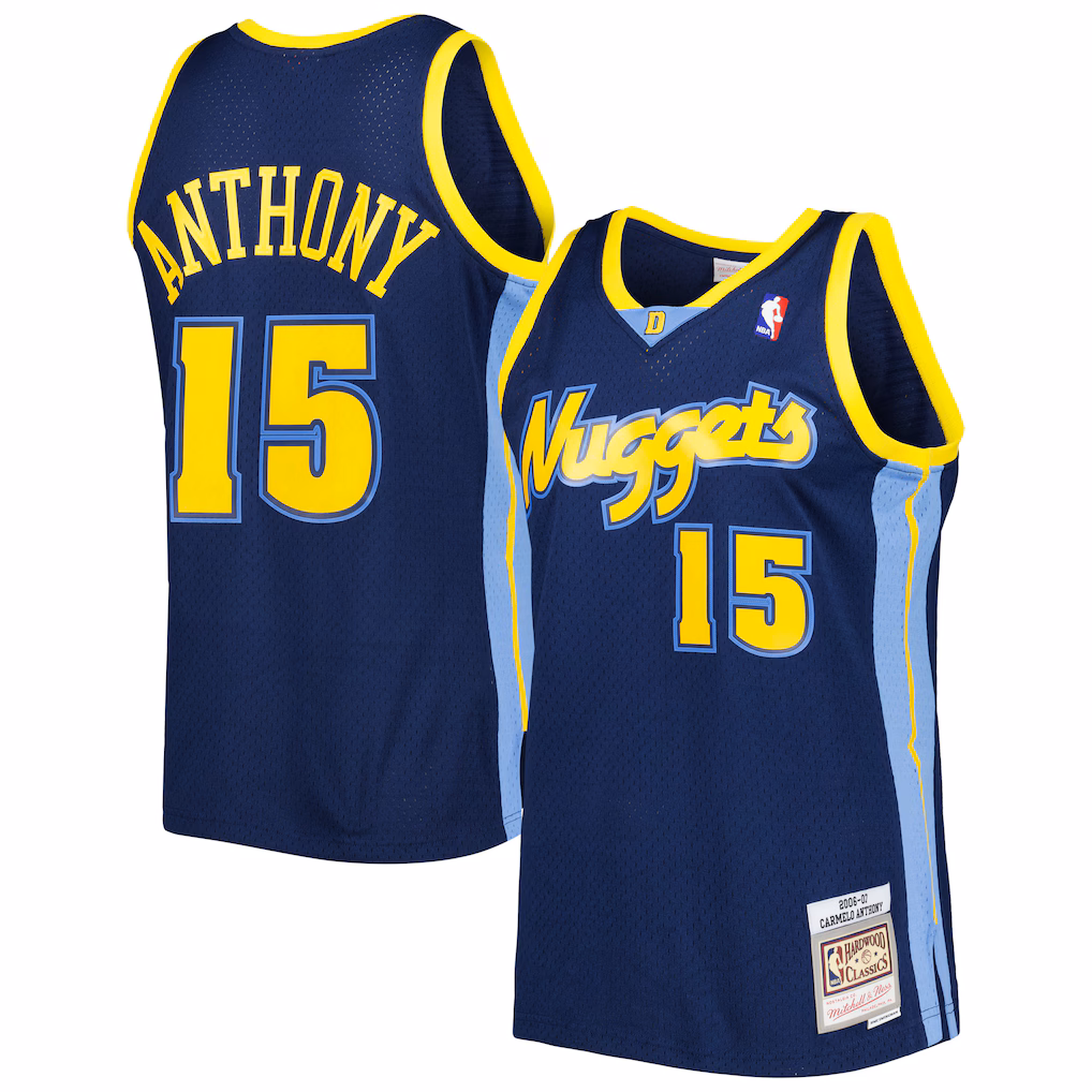 Men's Denver Nuggets Carmelo Anthony Mitchell & Ness Navy Hardwood Classics Swingman Jersey - Jersey
