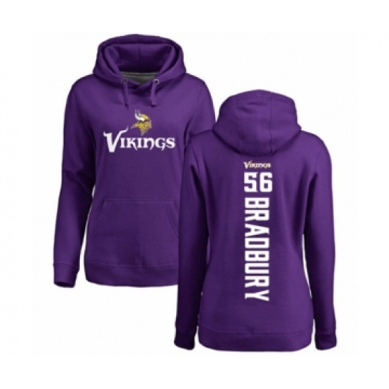 Football Women's Minnesota Vikings #56 Garrett Bradbury Purple Backer Pullover Hoodie - Jersey
